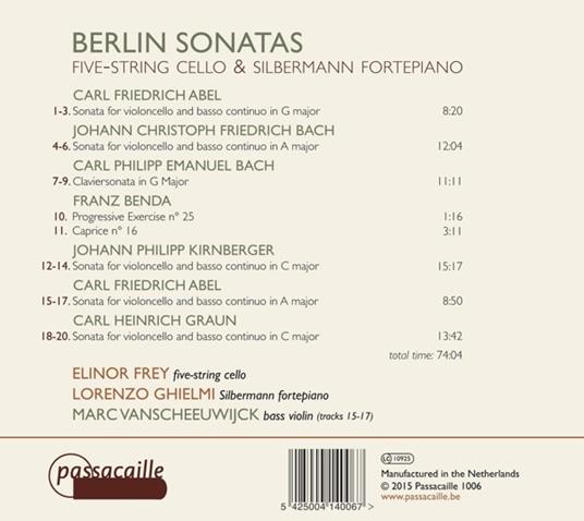 Berlin Sonatas - CD Audio di Lorenzo Ghielmi,Elinor Frey - 2