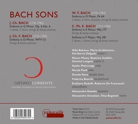 Bach Sons - CD Audio di Carl Philipp Emanuel Bach,Johann Christian Bach,Wilhelm Friedemann Bach,Johann Christoph Friedrich Bach,Controcorrente Orchestra - 2