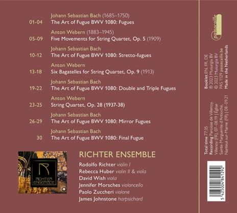 Webern. Complete Published String Quartets - Bach. The Art Of The Fugue - CD Audio di Richter Ensemble - 2