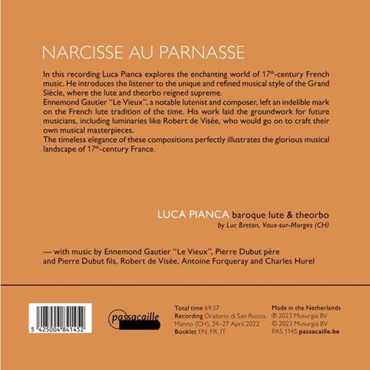 Narcisse Au Parnasse - CD Audio di Luca Pianca - 2