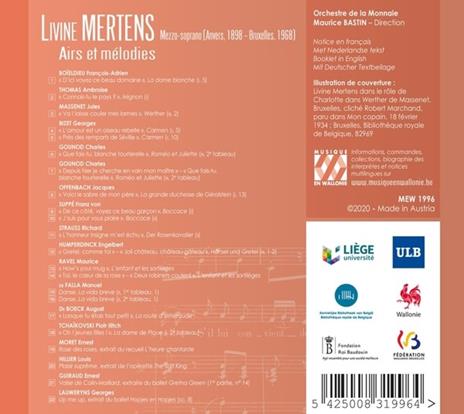 Airs Et Melodies - CD Audio di Livine Mertens - 2