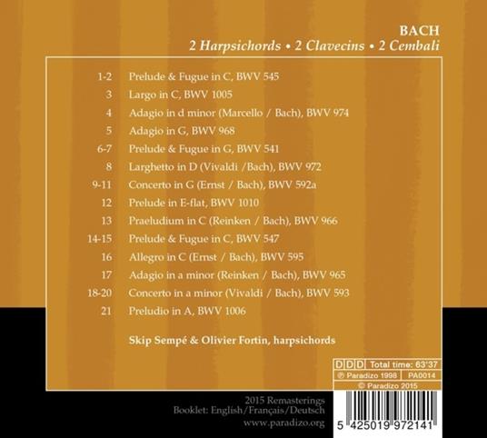 2 cembali - CD Audio di Johann Sebastian Bach,Skip Sempé,Olivier Fortin - 2