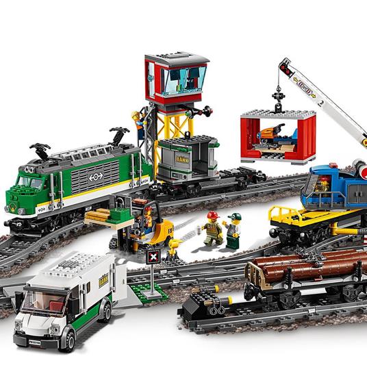 LEGO City 60198 Treno Merci, Giocattolo Telecomandato per Bambini di 6-12 anni, Bluetooth RC, 3 Carrozze, Binari e Accessori - 4