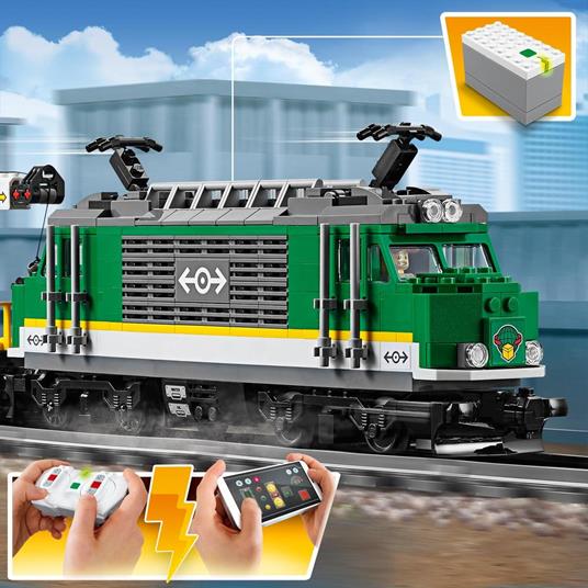 LEGO City 60198 Treno Merci, Giocattolo Telecomandato per Bambini di 6-12 anni, Bluetooth RC, 3 Carrozze, Binari e Accessori - 6