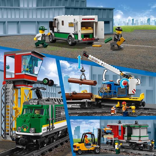 LEGO City 60198 Treno Merci, Giocattolo Telecomandato per Bambini di 6-12 anni, Bluetooth RC, 3 Carrozze, Binari e Accessori - 7