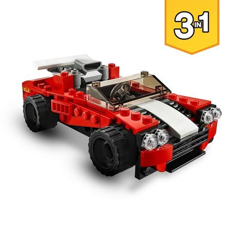LEGO Creator 31100 3 in 1 Auto Sportiva - Hot Rod - Kit di Costruzione Aereo, Giocattoli per Bambini e Bambine - 4