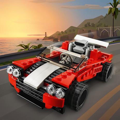 LEGO Creator 31100 3 in 1 Auto Sportiva - Hot Rod - Kit di Costruzione Aereo, Giocattoli per Bambini e Bambine - 8