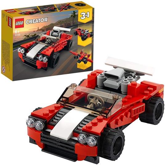 LEGO Creator 31100 3 in 1 Auto Sportiva - Hot Rod - Kit di Costruzione Aereo, Giocattoli per Bambini e Bambine