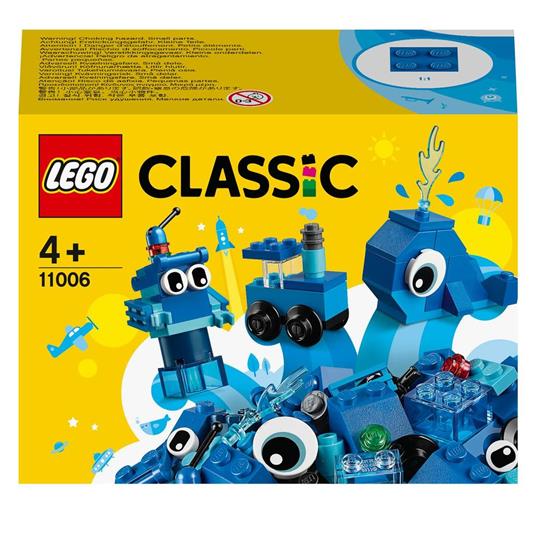 LEGO Classic 11006 Mattoncini Blu Creativi, Giochi Educativi per Bambini di 4+ Anni, con Balena, Treno e Robot Giocattolo - 5
