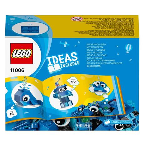 LEGO Classic 11006 Mattoncini Blu Creativi, Giochi Educativi per Bambini di 4+ Anni, con Balena, Treno e Robot Giocattolo - 12