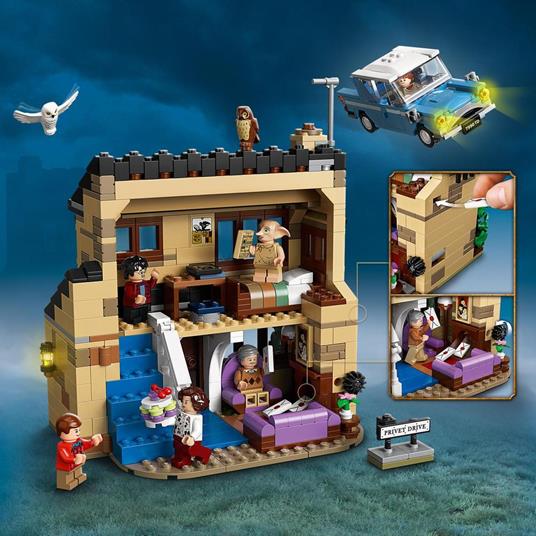 LEGO Harry Potter 75968 Privet Drive, 4, Casa Dursley con Minifigure Dobby, la Civetta Edvige e Macchina Giocattolo - 6