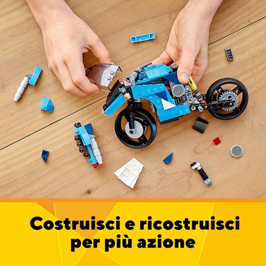 LEGO Creator 31114 3 in 1 Superbike, Kit di Costruzione Moto Sportiva o Classica o Hoverbike, Veicoli Giocattolo per Bambini - 3