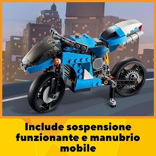 LEGO Creator 31114 3 in 1 Superbike, Kit di Costruzione Moto Sportiva o Classica o Hoverbike, Veicoli Giocattolo per Bambini - 4
