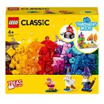 LEGO Classic 11013 Mattoncini Trasparenti Creativi, con Animali (Leone, Uccello e Tartaruga), Giochi per Bambini di 4+ Anni