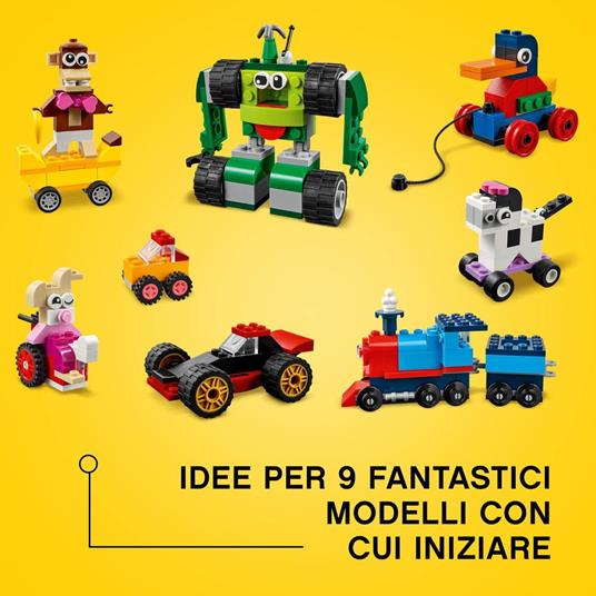 LEGO Classic 11014 Mattoncini e Ruote, Set di Costruzioni per Bambini 4+ Anni con Macchinine Giocattolo, Trenino, Robot - 4