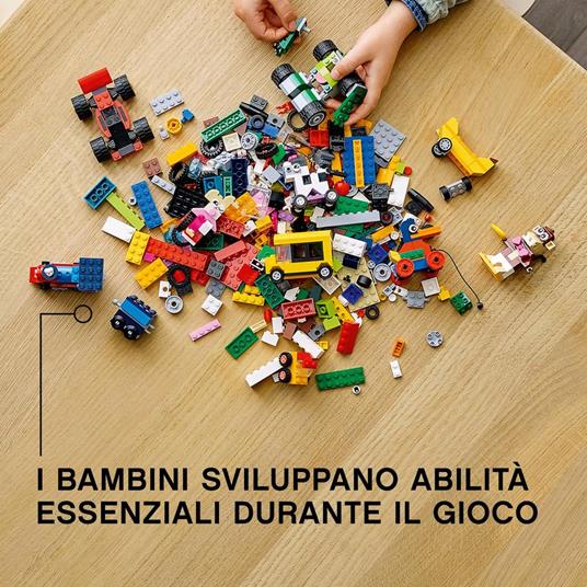 LEGO Classic 11014 Mattoncini e Ruote, Set di Costruzioni per Bambini 4+ Anni con Macchinine Giocattolo, Trenino, Robot - 6
