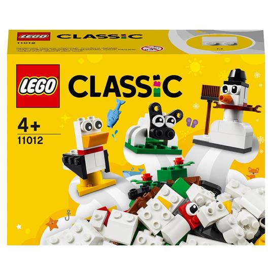 LEGO Classic 11012 Mattoncini Bianchi Creativi, Set di Costruzioni per Bambini 4+ Anni con Pupazzo di Neve, Pecora e Gabbiano