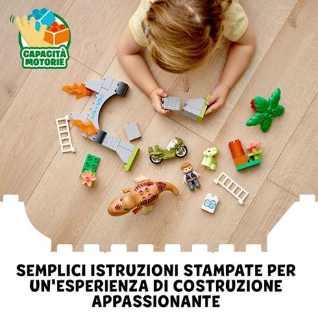 LEGO DUPLO Jurassic World 10939 Fuga del T. rex e del Triceratopo, Dinosauri Giocattolo, Mattoncini Creativi - 5
