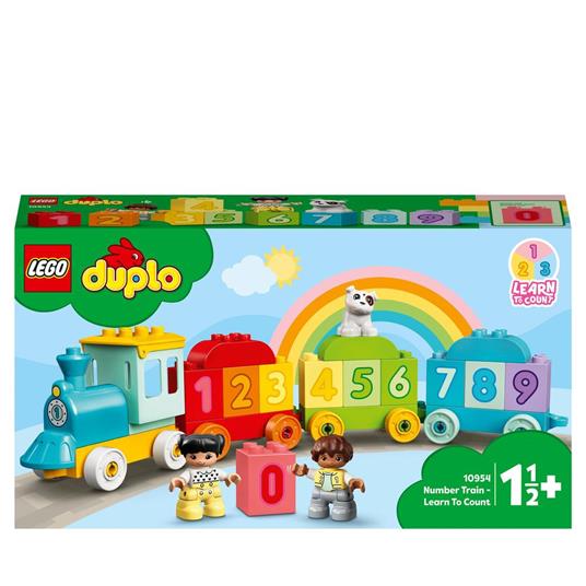 LEGO DUPLO 10954 Treno dei Numeri Giocattolo - Impariamo a Contare, Giochi Educativi con Cane Giocattolo per Bambini 18+ mesi