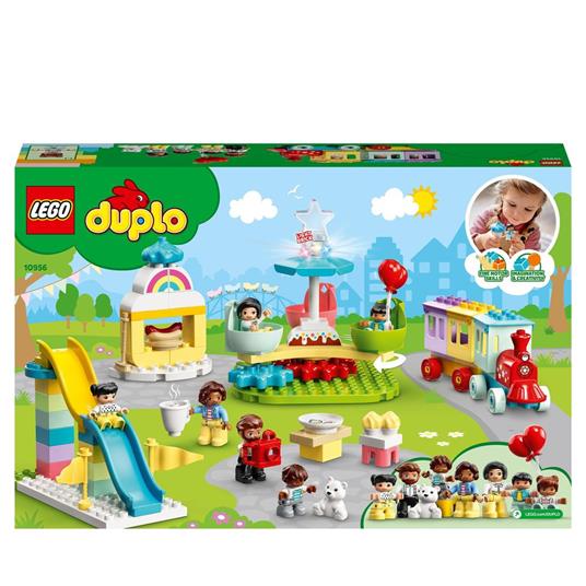 LEGO DUPLO Town 10956 Parco dei Divertimenti, Giocattoli per Bambini di 2  Anni, Parco Giochi con 7 Minifigure e Accessori