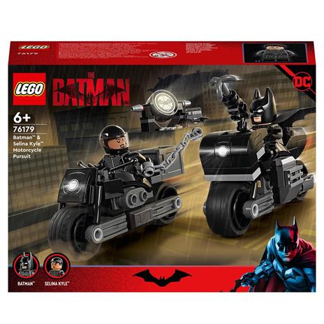 LEGO DC Inseguimento sulla Moto di Batman e Selina Kyle, con Bat-Segnale che si Illumina al Buio, 76179