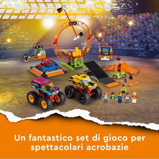 LEGO City 60295 Stuntz Arena dello Stunt Show, Set con 2 Monster Truck Giocattolo, 2 Automobiline, Moto Giocattolo - 3