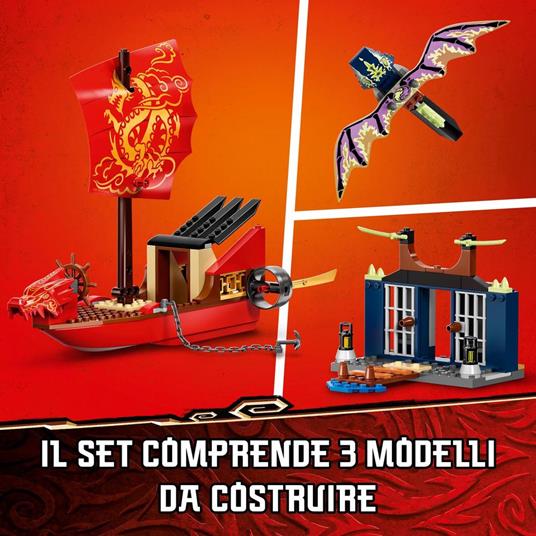 LEGO NINJAGO 71749 Il Volo Finale del Vascello del Destino, Nave Giocattolo per Bambini dai 4 Anni con Drago e 4 Minifigure - 5
