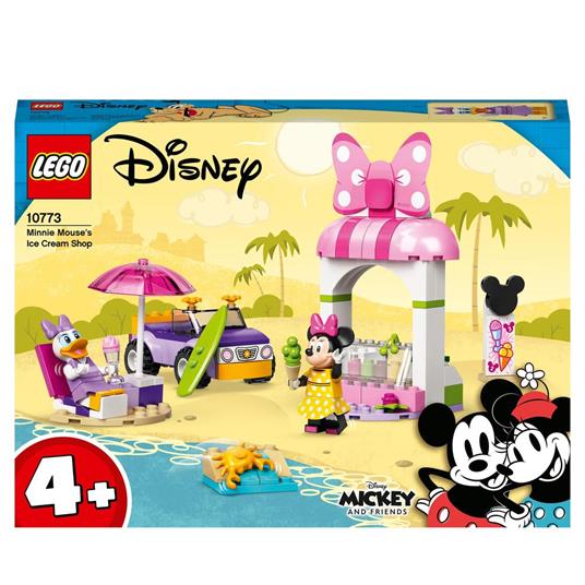 LEGO Disney 10773 Mickey and Friends La Gelateria di Minnie, Macchina Giocattolo con 2 Minifigure, Set per Bambini dai 4 Anni