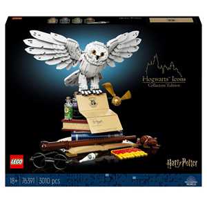 Giocattolo LEGO Harry Potter 76391 Icone di Hogwarts - Edizione del Collezionista, Set da Collezione con Edvige e 3 Minifigure d'Oro LEGO
