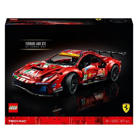 LEGO Technic 42125 Ferrari 488 GTE AF Corse #51, Modello Auto Sportiva da Corsa, Set da Collezione per Adulti