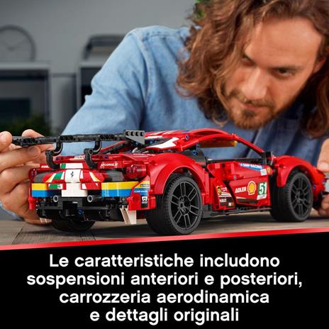 LEGO Technic 42125 Ferrari 488 GTE AF Corse #51, Modello Auto Sportiva da Corsa, Set da Collezione per Adulti - 3