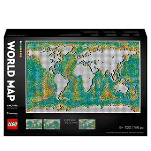 Giocattolo LEGO Art 31203 Mappa del Mondo, Decorazione da Parete per Adulti, Mattoncini da Costruzione, Idee Regalo LEGO