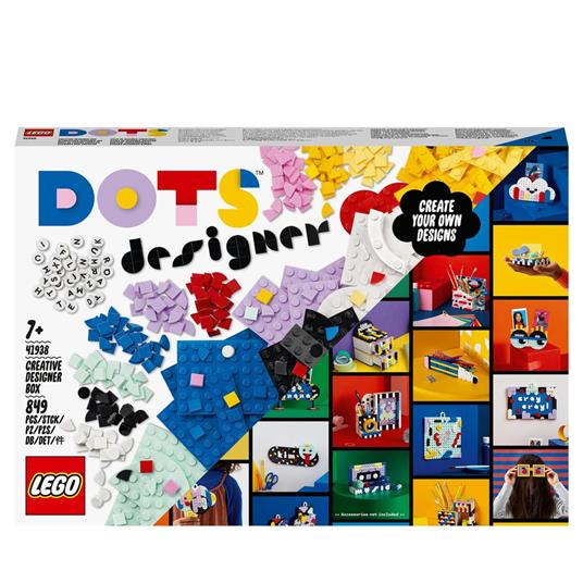 LEGO DOTS 41938 Designer Box Creativa, Kit Fai da Te per Bambini, Decorazioni Cameretta con Portamatite, Cornice Foto