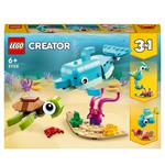 LEGO Creator 31128 3in1 Delfino e Tartaruga, Set con Animali, Cavalluccio e Lumaca di Mare, Giochi per Bambini di 6+ Anni
