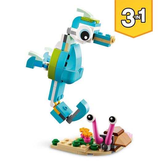 LEGO Creator 31128 3in1 Delfino e Tartaruga, Set con Animali, Cavalluccio e Lumaca di Mare, Giochi per Bambini di 6+ Anni - 4