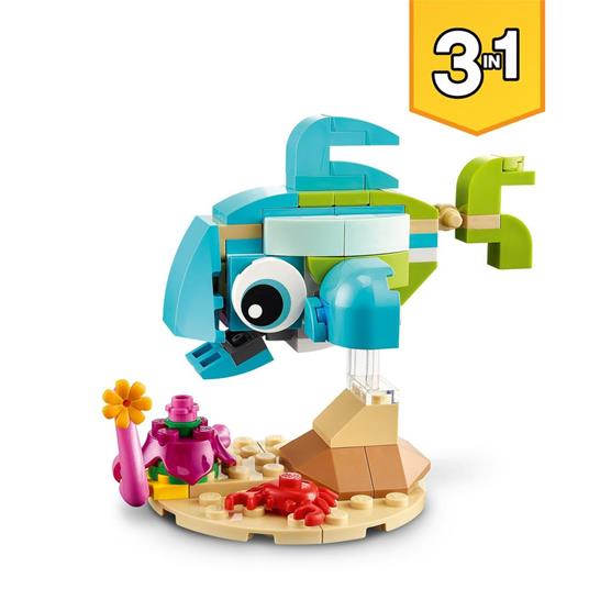 LEGO Creator 31128 3in1 Delfino e Tartaruga, Set con Animali, Cavalluccio e Lumaca di Mare, Giochi per Bambini di 6+ Anni - 5