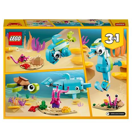 LEGO Creator 31128 3in1 Delfino e Tartaruga, Set con Animali, Cavalluccio e Lumaca di Mare, Giochi per Bambini di 6+ Anni - 8