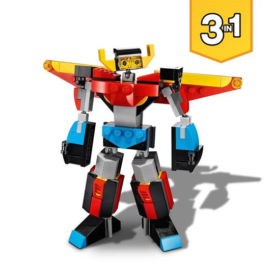 LEGO Creator 31124 3in1 Super Robot, Set di Costruzioni in Mattoncini, Aereo e Drago Giocattolo per Bambini di 6+ Anni - 3