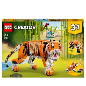 Giocattolo LEGO Creator 31129 3 in 1 Tigre Maestosa, si Trasforma in Panda o Pesce, Giocattolo Creativo con Animali, Regalo 9+ Anni LEGO