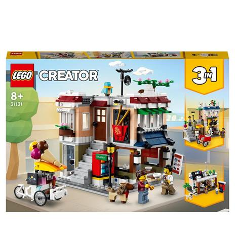 LEGO Creator 3 in 1 31131 Ristorante Noodle Cittadino, Creativo, Casa Giocattolo Apribile, Negozio Bici, Sala Giochi