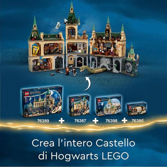 LEGO Harry Potter 76398 Ala dellinfermeria di Hogwarts, con Minifigure Ron Weasley e Hermione Granger, Torre dell'Orologio - 7