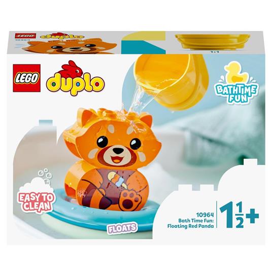 LEGO DUPLO 10964 Ora del Bagnetto: Panda Rosso Galleggiante, Giochi per Vasca da Bagno, per Bambini da 1 Anno e 1/2