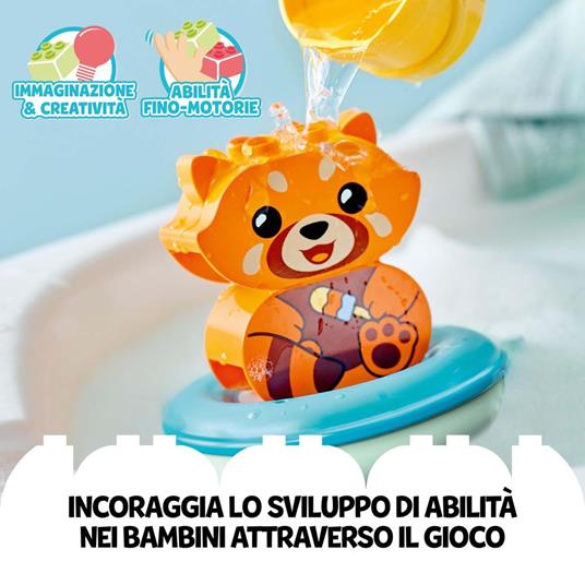 LEGO DUPLO 10964 Ora del Bagnetto: Panda Rosso Galleggiante, Giochi per Vasca da Bagno, per Bambini da 1 Anno e 1/2 - 5