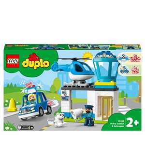 Giocattolo LEGO DUPLO 10959 Stazione Di Polizia ed Elicottero, Set per Bambini di 2+ Anni, Macchina Giocattolo con Luci e Sirene LEGO