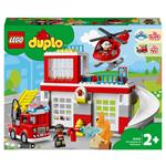 LEGO DUPLO 10970 Caserma Dei Pompieri ed Elicottero, Giochi Creativi ed Educativi per Bambini di 2+ Anni, Camion Giocattolo
