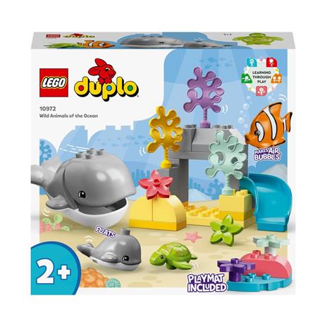 LEGO DUPLO 10972 Animali dellOceano, Giochi Educativi per Bambini dai 2 Anni con Tartaruga Giocattolo, Tappetino da Gioco
