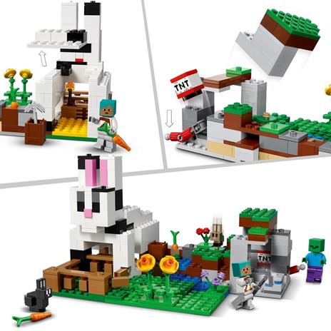 LEGO Minecraft 21181 Il Ranch del Coniglio, Giochi per Bambini e Bambine di 8+ Anni con Figure di Domatore, Zombie e Animali - 4