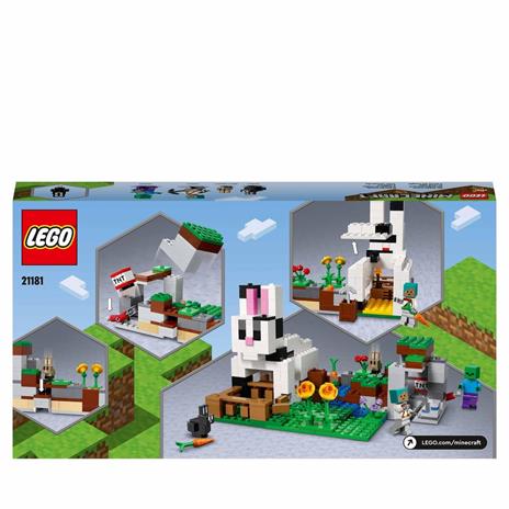 LEGO Minecraft 21181 Il Ranch del Coniglio, Giochi per Bambini e Bambine di 8+ Anni con Figure di Domatore, Zombie e Animali - 8