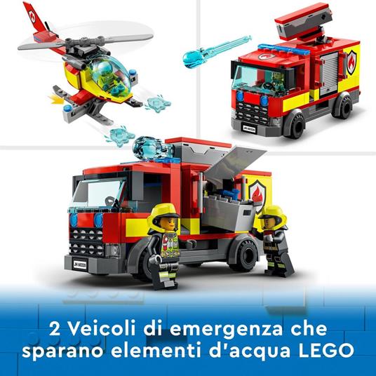LEGO City Fire 60320 Caserma dei Pompieri, con Garage, Camion ed Elicottero  Giocattolo, Set per Bambini di 6+ Anni