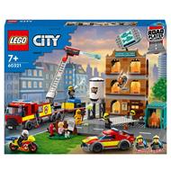 LEGO City Fire 60321 Vigili del Fuoco, Edificio con Fiamme, Camion dei Pompieri Giocattolo, Giochi per Bambini e Bambine